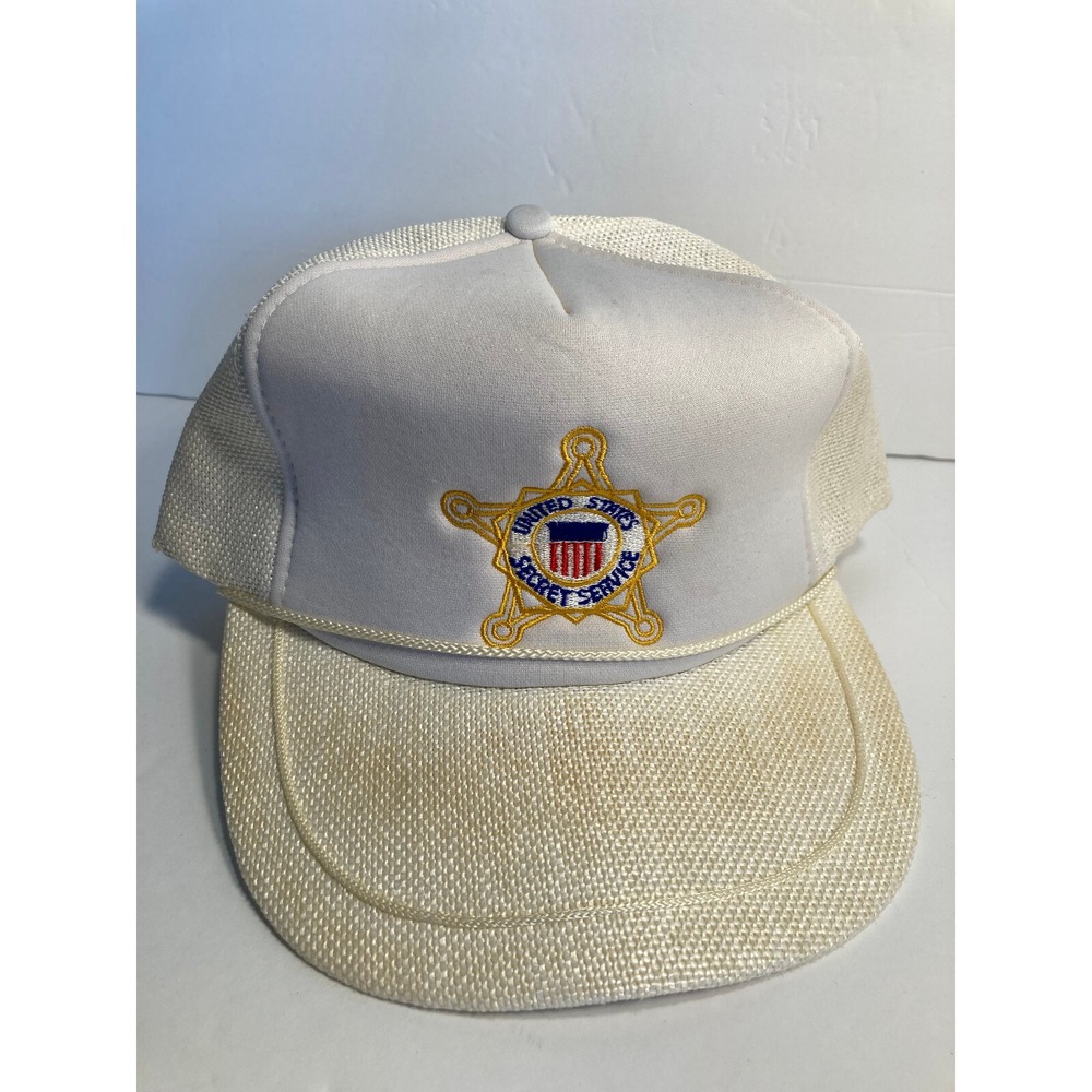 United States Secret Service Trucker Hat Cap White Snapback Embroidered Vintage
